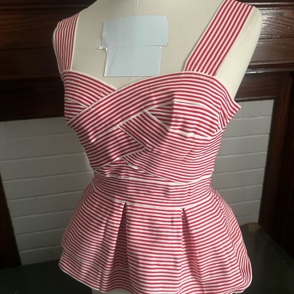 Maeve Red and White Striped Tank Top